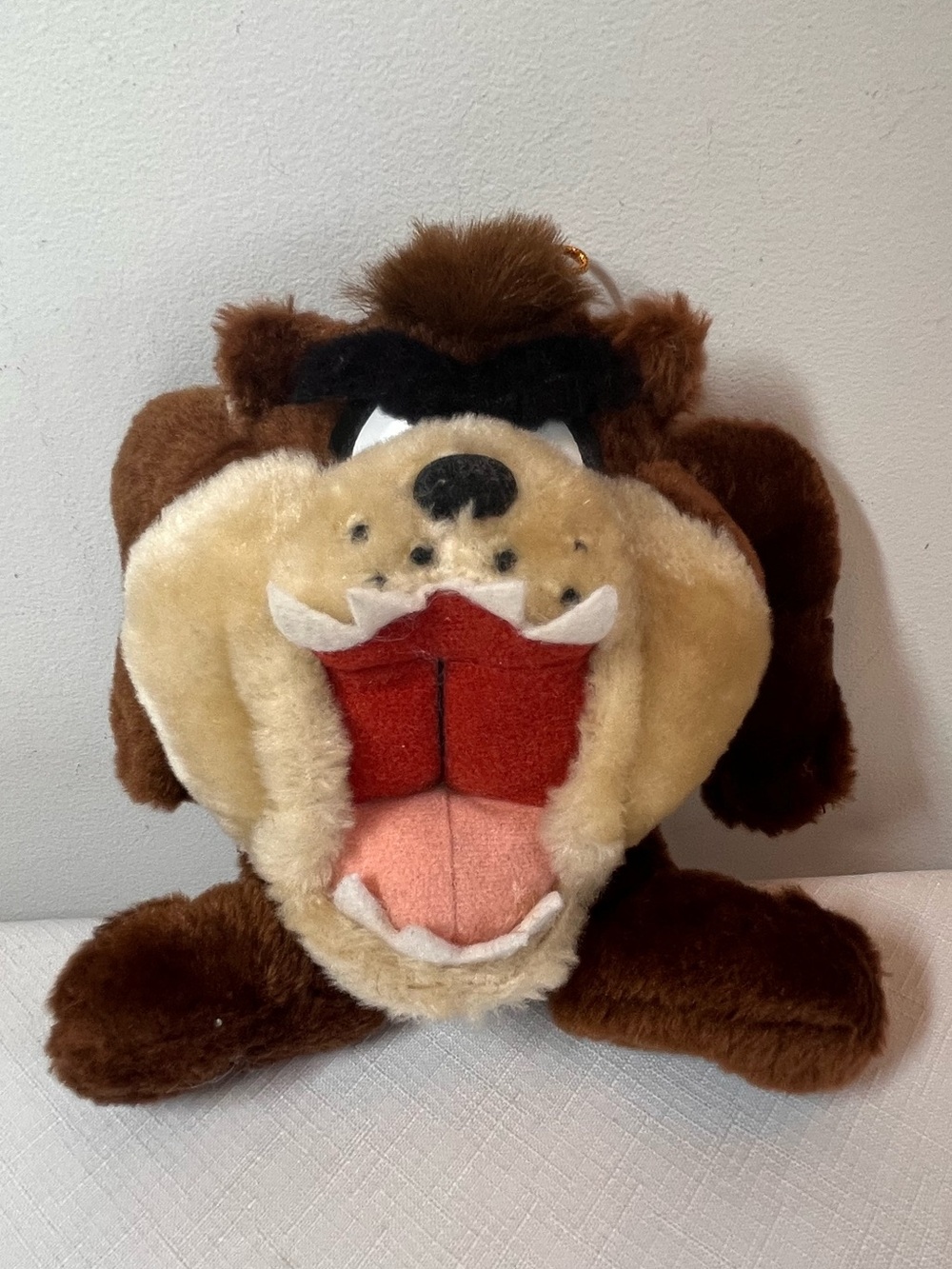 vintage Looney Tunes Taz plush toy, likely from the 1990s.